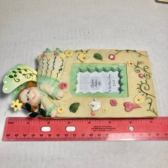 Vintage Elizabeth Andrews Angel Flower Resin Photo Picture Frame Hearts Dove - Picture 9 of 10